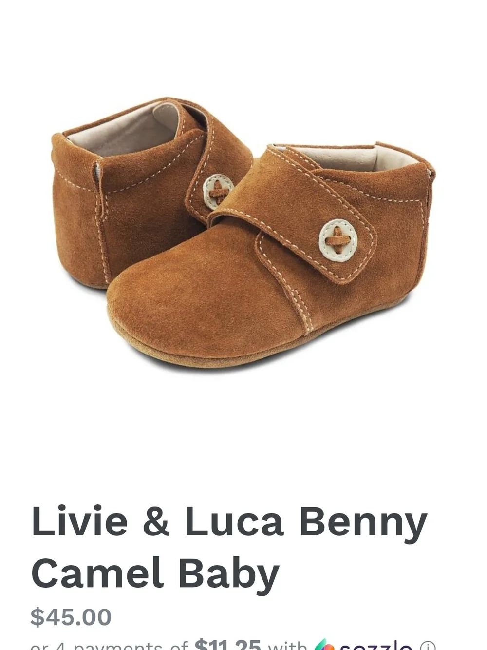 Livie & Luca BENNY Brown Suede Baby Shoes with Button Strap 0-6 MONTHS MOCCASIN